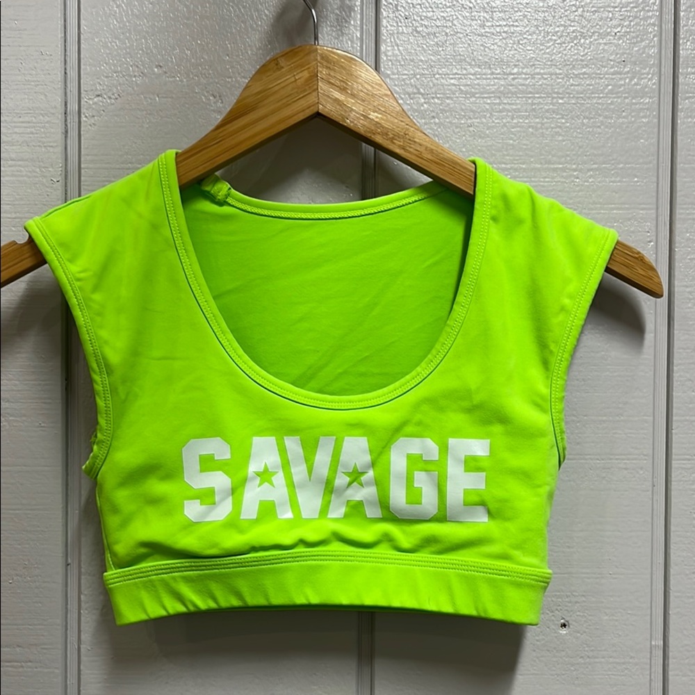 Savage Barbell Neon Green Sports Bra